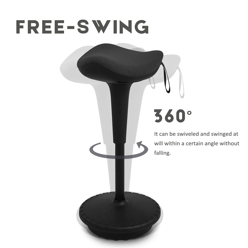 Standing Desk Stool, Standing Office Stool, Ergonomic Sit Stand Stools, Adjusting Height and swivels 360° Working seat for Bedroom, Kitchen, Living Room (Black)