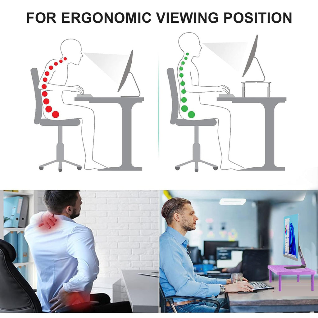 Computer Monitor Stand for Desk, Adjustable Laptop Riser, Desk Monitor Stand Underneath Storage for Office, Home, School Supplies (PTT001-V), 1 Pack, Violet