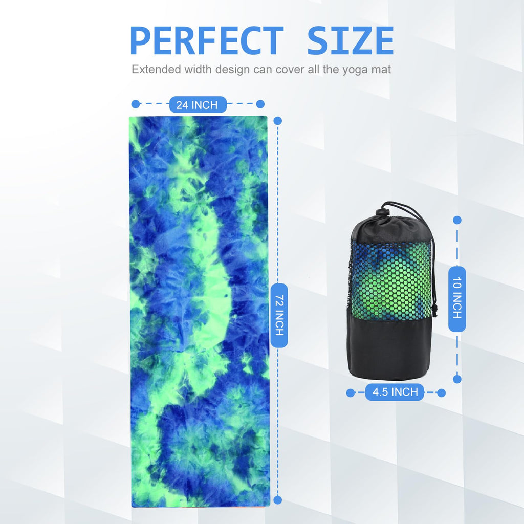 Non Slip Hot Yoga Mat Towel with Grip Dots, 72" x 24"
