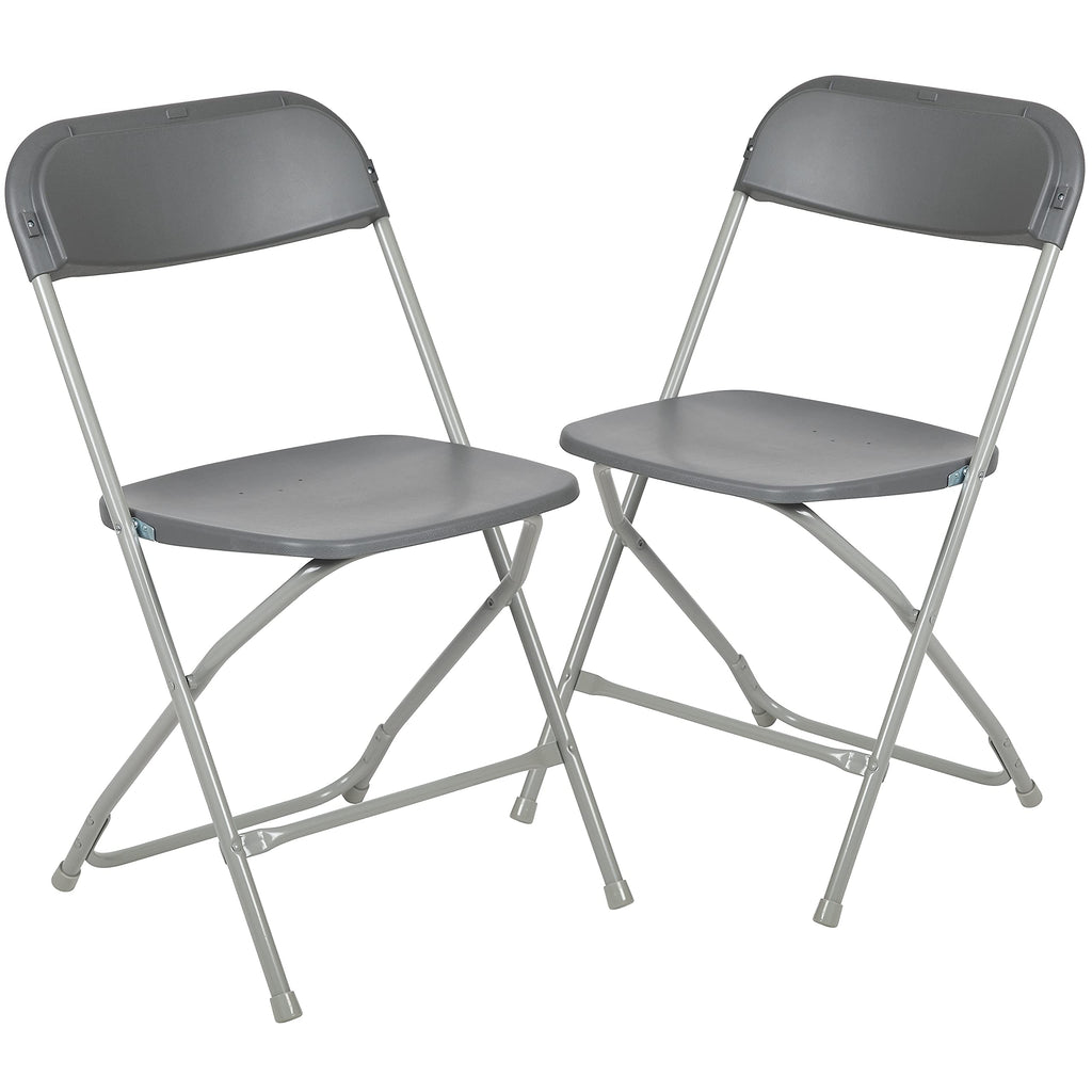 2 Pack , Hercules Series Plastic Folding Chair - Grey - 650LB Weight Capacity Comfortable Event Chair-Lightweight Folding Chair