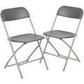 2 Pack , Hercules Series Plastic Folding Chair - Grey - 650LB Weight Capacity Comfortable Event Chair-Lightweight Folding Chair