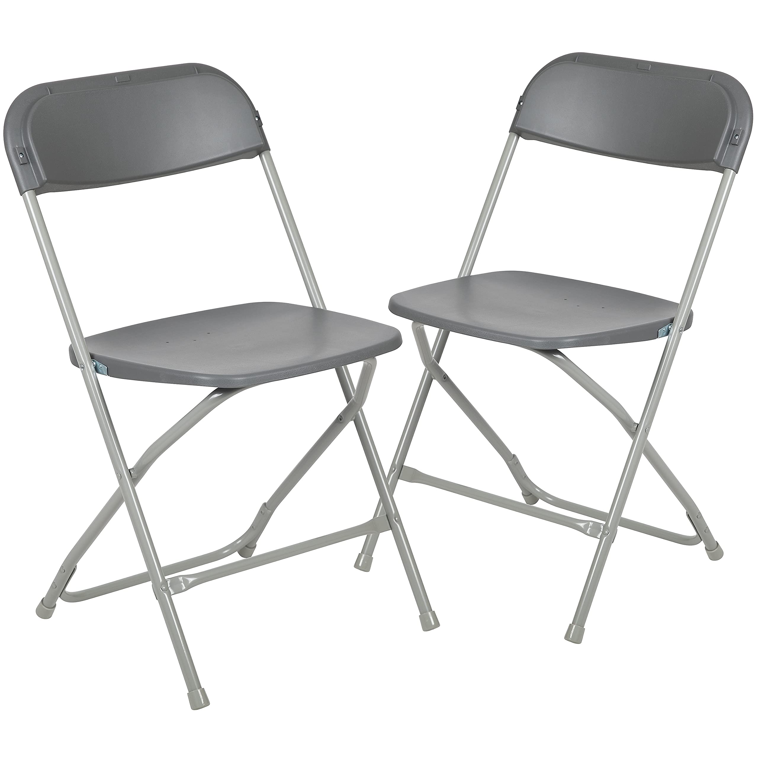 2 Pack , Hercules Series Plastic Folding Chair - Grey - 650LB Weight Capacity Comfortable Event Chair-Lightweight Folding Chair