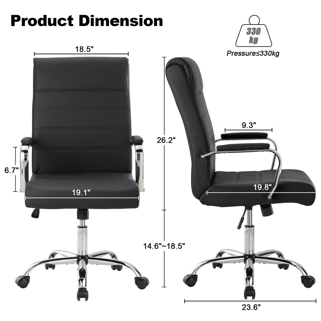 Office Desk Chair,Modern Leather Conference Room Chairs,High Back Ergonomic Home ofiice Chair,Adjustable Height Swivel Executive Computer Chair with Armrest and Padded Seat,Black