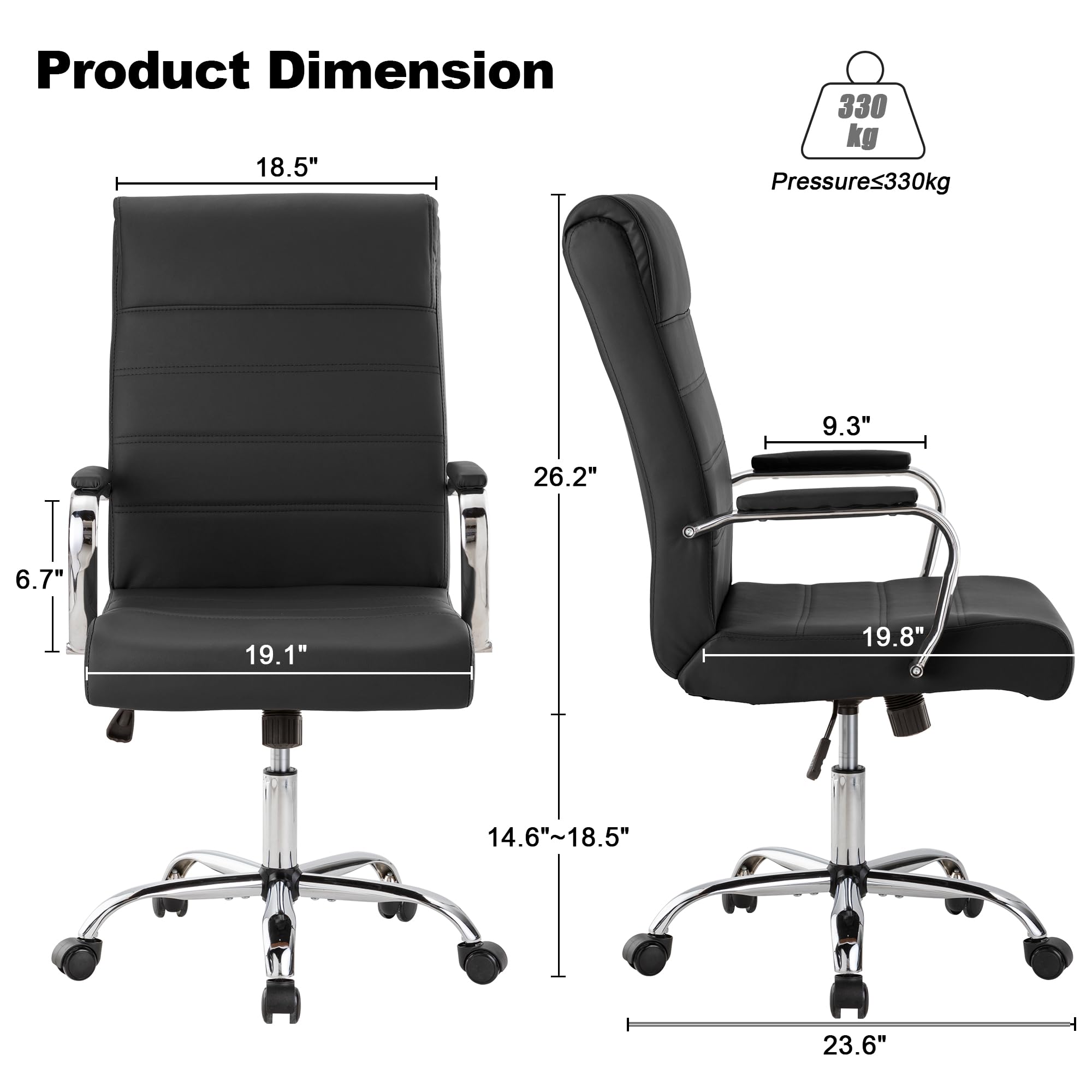 Office Desk Chair,Modern Leather Conference Room Chairs,High Back Ergonomic Home ofiice Chair,Adjustable Height Swivel Executive Computer Chair with Armrest and Padded Seat,Black