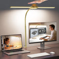 LED Desk Lamp for Office, Dual Head Eye-Care Architect Table Lamp, Gesture/Wired Control, Flexible Neck, Bright Desk Light with Memory/Timer, 50 Lighting Modes for Study, Drafting, Gold
