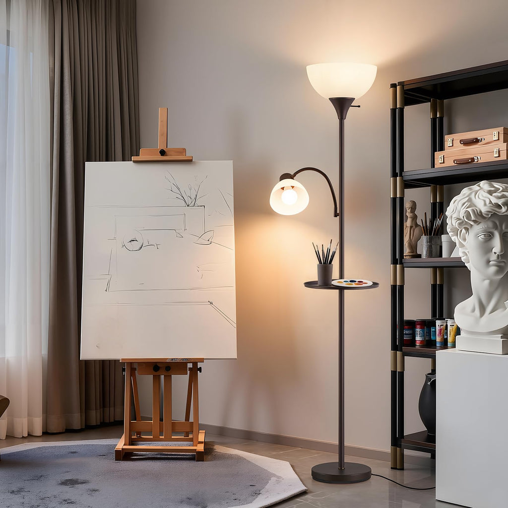 72" Floor Lamp with Table, Adjustable Reading Lights, Torchiere Floor Lamps