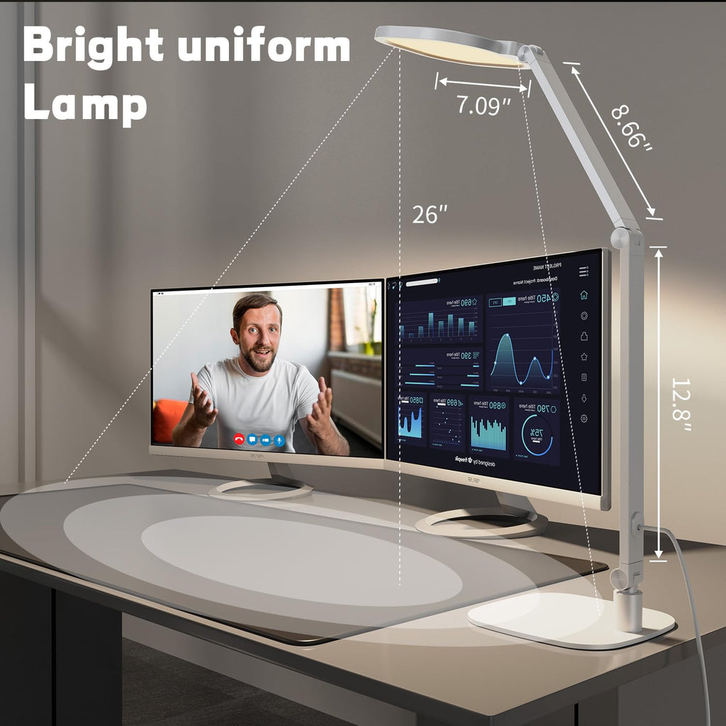 LED Desk Lamp for Home Office, Soft Edge-lit Design, Modern Style
