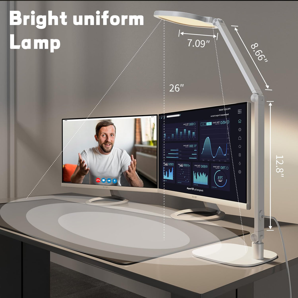 LED Desk Lamp for Home Office, Soft Edge-lit Design, Modern Style