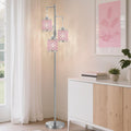 Pink Crystal Floor Lamp, 3-Light Standing Tall Lamp with Sparkling K9 Crystal Shade, Rotary Switch, Easy Assemble Lamps for Living Room, Bedroom, Home Office, Girls Room