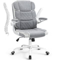 Home Office Desk Chairs Grey Linen Fabric Executive Office Chair with Wheels and Arms Comfortable Ergonomic Desk Chair for Adults and Teens