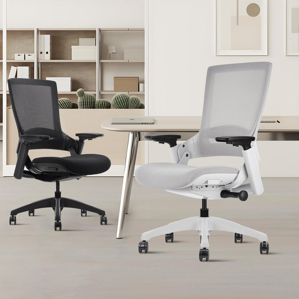 Office Chair Swivel Executive Chair, Adjustable Ergonomic Computer Chair with 3D Armrest and Lumbar Support, Mesh Backrest Task Chair for Home Office Conference Room Grey