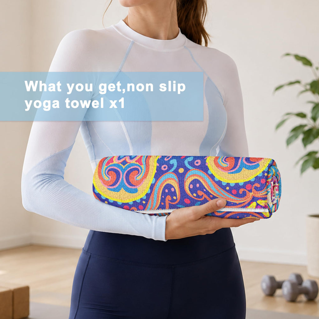 Yoga Towel,Absorbent Yoga Mat Towel for Hot Yoga Non Slip,Stylish Prints,Ideal for Workouts,Hot Yoga,Bikram,Pilates Equipment,72 x 27 in,Rainbow