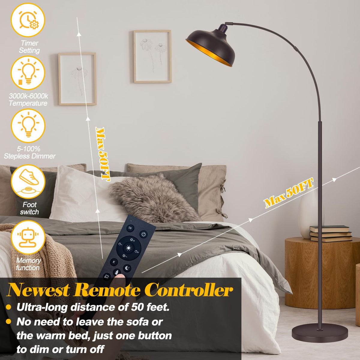 Arc Floor Lamps Bronze, Standing Lamps for Living Room Reading Lamps 70”