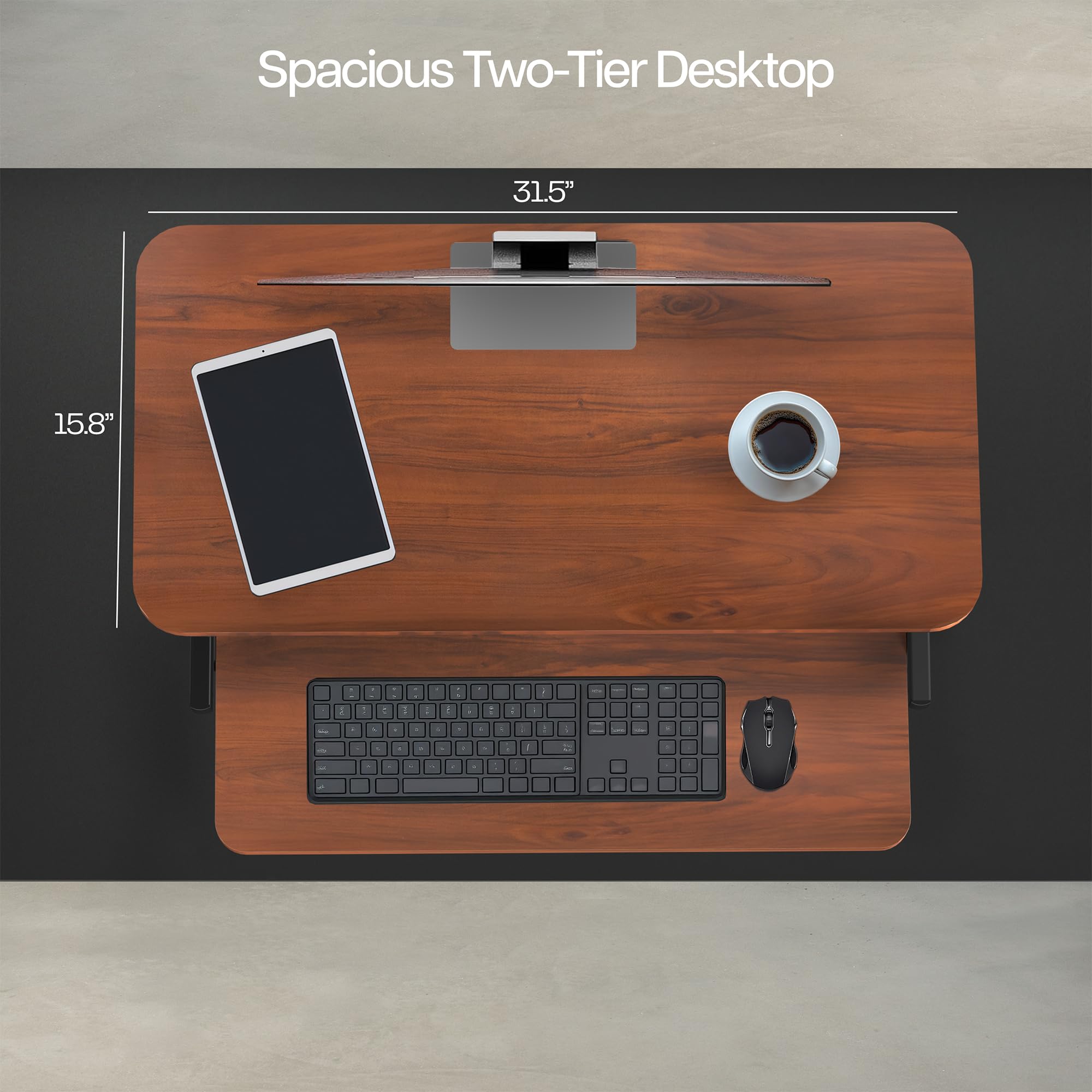 Dark Walnut 32 inch Stand Up Desk Riser