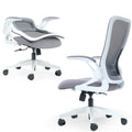 Model U | Folding Office Chair for Small Spaces | Gaming Chair for Adults & Kids | Ergonomic Mesh Computer Chair for Bedroom | Foldable Desk Chair for Home Work (White & Grey)