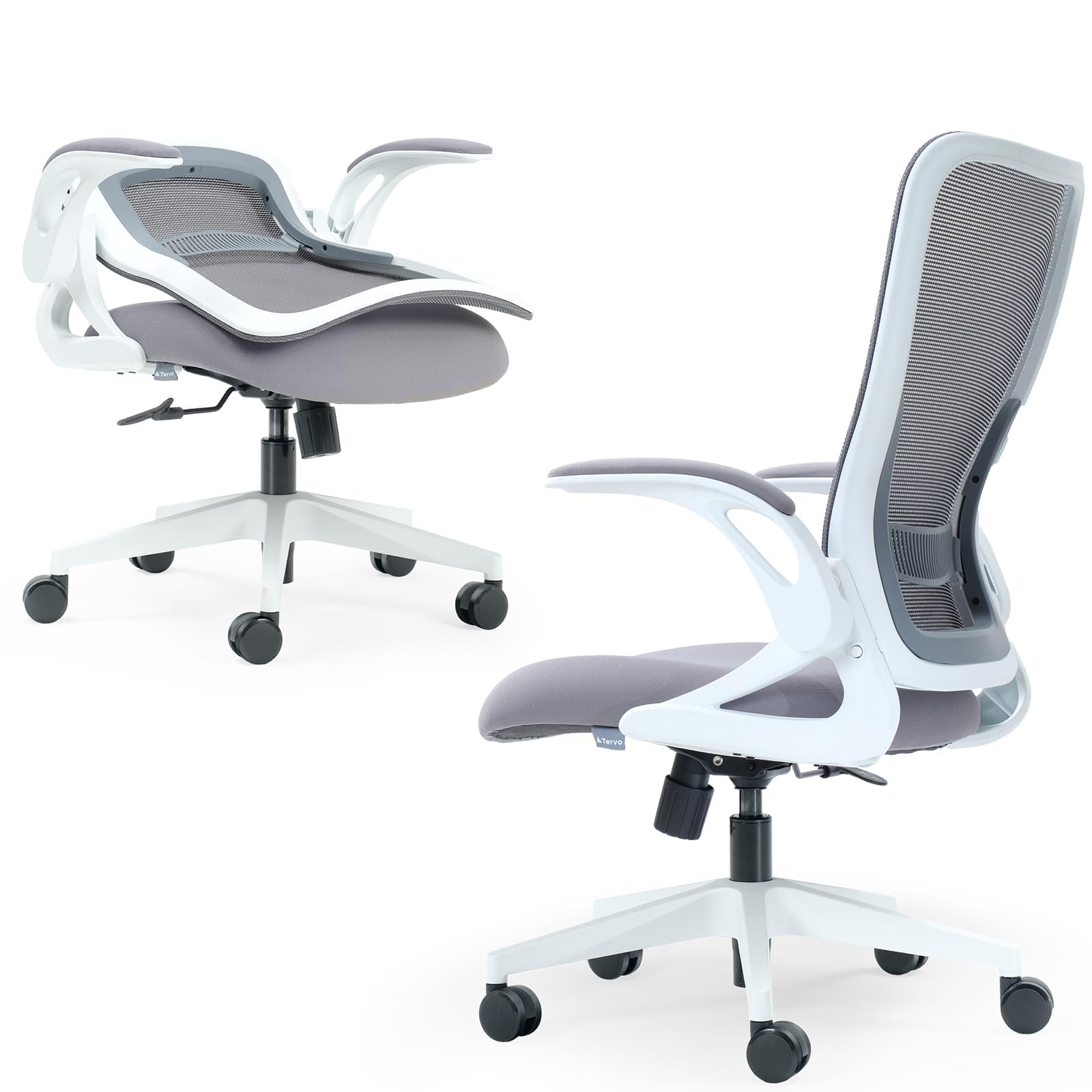 Model U | Folding Office Chair for Small Spaces | Gaming Chair for Adults & Kids | Ergonomic Mesh Computer Chair for Bedroom | Foldable Desk Chair for Home Work (White & Grey)