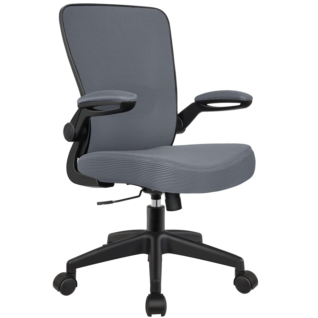 Office Chair, Ergonomic Desk Chair Breathable Mesh Chairs Adjustable High Back Lumbar Support Flip-up Armrests, Executive Rolling Swivel Comfy Computer Chairs Home Office Slate Gray