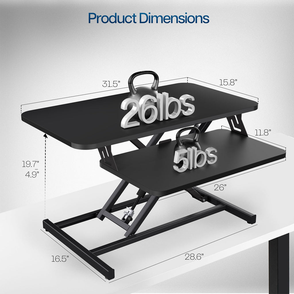 Black 32 inch Stand Up Desk Riser