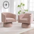 Swivel Accent Barrel Chair Set of 2, Cute Comfy Small Round 360° Arm Chair, Velvet Sofa Club Reading Chair for Office Living Room Bedroom Pink
