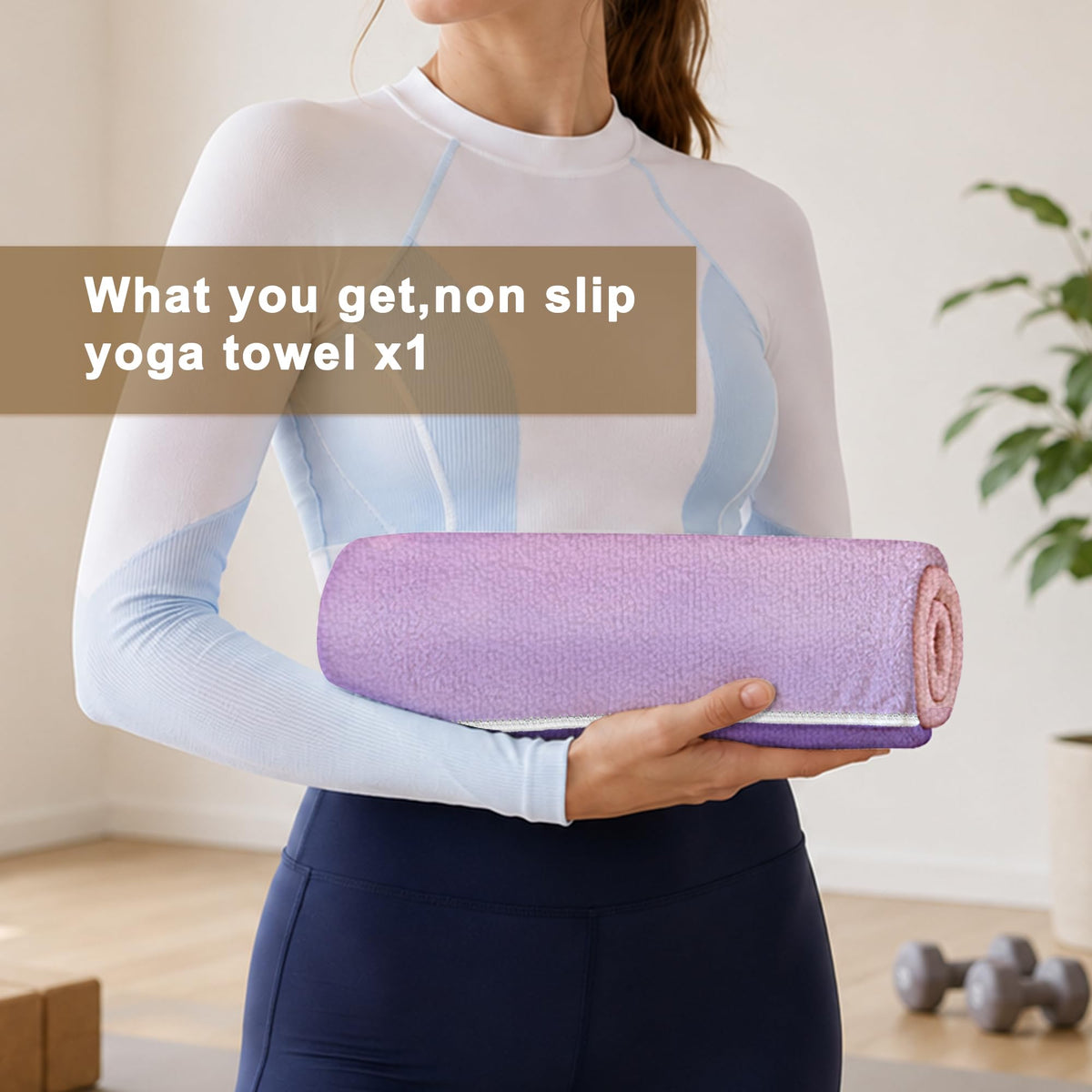 Yoga Mat Towel, Hot Yoga Towel High-Definition Pattern, Machine Washable with Ultra-Absorbent Yoga Towels for Hot Yoga Non Slip for Fitness, Exercise, Pilates, 72 x 27 in, Purple Sunset