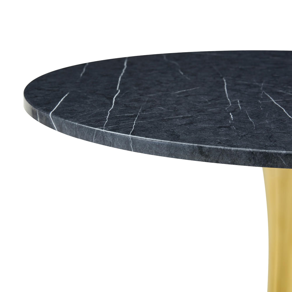 Round Tulip Dining Table, 31.5" Circle Tulip Table with Thickened Tabletop & Metal Pedestal, Mid Century Modern Bistro Table for Kitchen, Small Places, Living Room