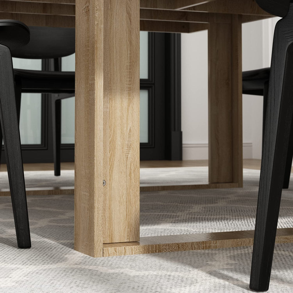 7FT Conference Table for 6-8 People, Large Rectangular Meeting Table, Modern Seminar Table for Office Meeting Conference Room, Brown (86.6”L x 47.2”W x 29.4”H)