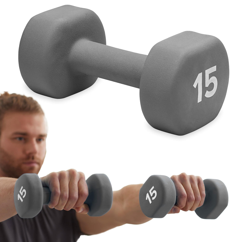 Neoprene Dumbbell Hand Weight, Non-Slip, Sold Singly (15LB Single)