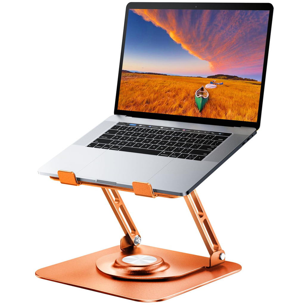 Laptop Stand for Desk, Adjustable Computer Stand with 360° Rotating Base, Ergonomic Laptop Riser for Collaborative Work, Foldable & Portable Laptop Stand, fits for All 10-16" Laptops