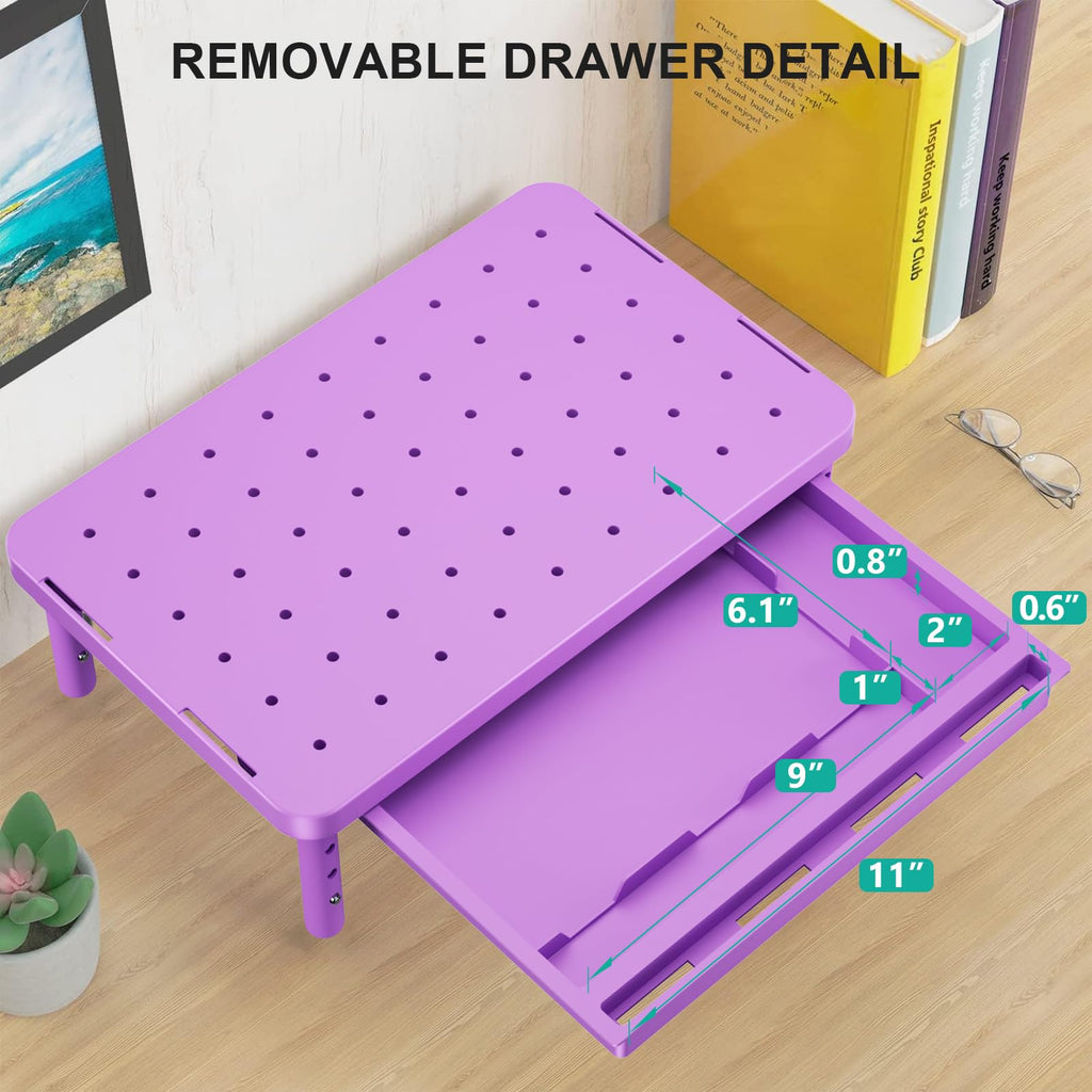 Computer Monitor Stand with Storage, Desk Monitor Riser 3 Height Adjustable, Laptop Riser with Airflow Vents, Desk Organizer for Computer, Laptop, Printer (PTT002-V), 1 Pack, Violet