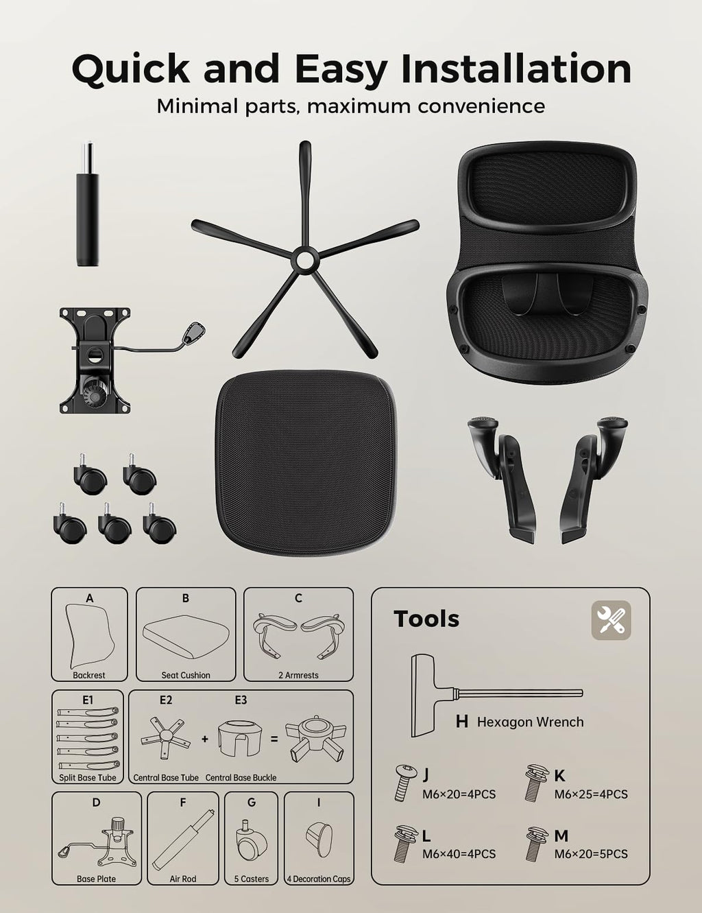 Office Chair, Mesh Ergonomic Desk Chairs, Comfy Computer Chair with Adjustable Height & Flip-up Armrest, Lumbar Support & Swivel Function for Home Office (Black)