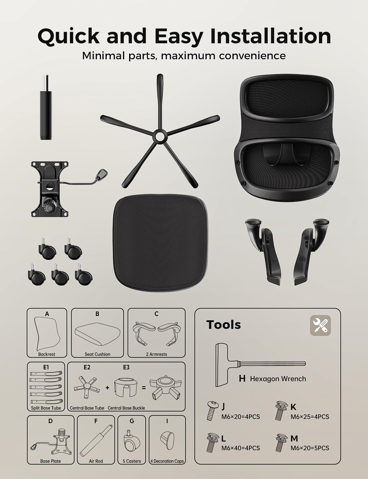 Office Chair, Mesh Ergonomic Desk Chairs, Comfy Computer Chair with Adjustable Height & Flip-up Armrest, Lumbar Support & Swivel Function for Home Office (Black)