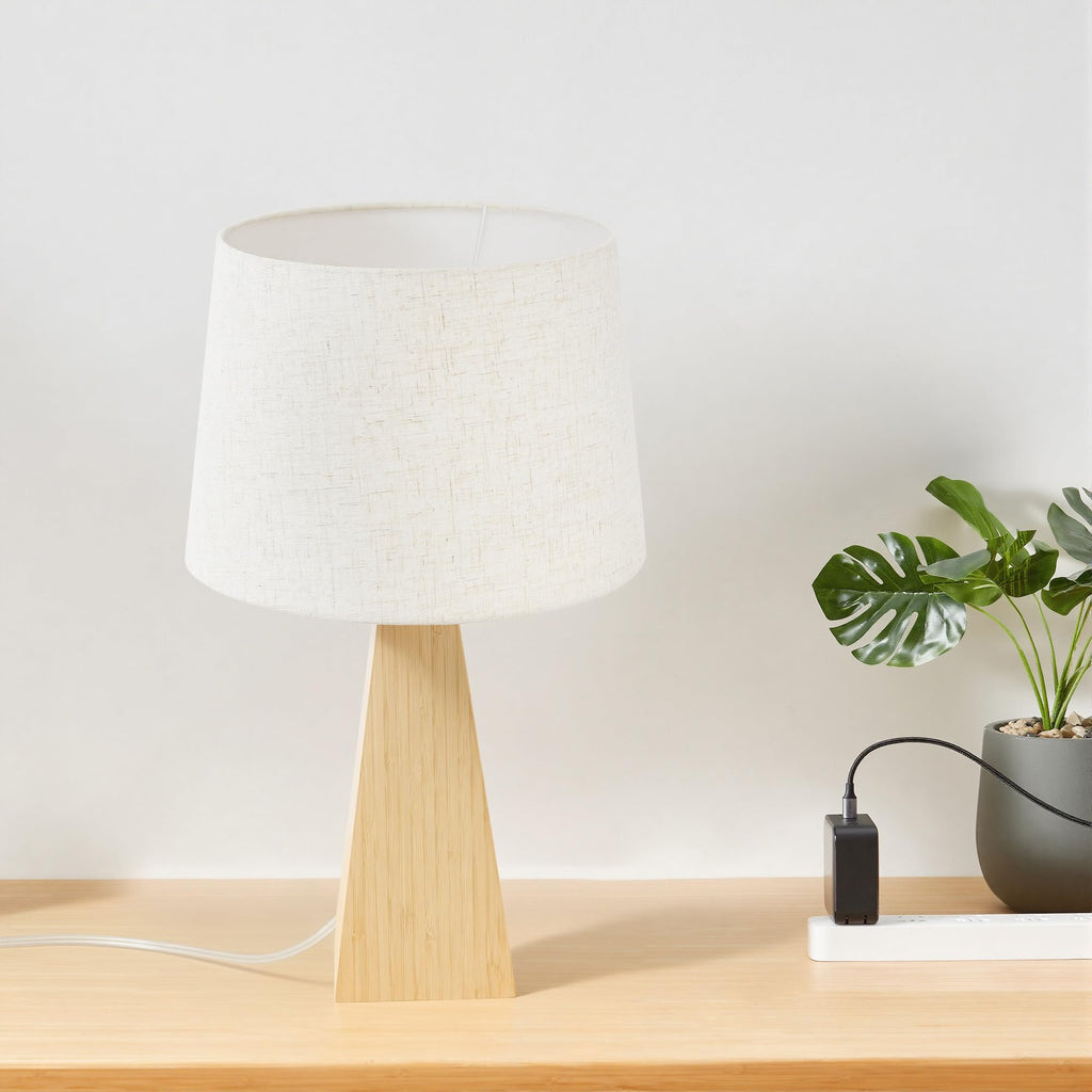 20.3" Bamboo Table Lamp, Dimmable Bedside Lamp for Bedroom Decor
