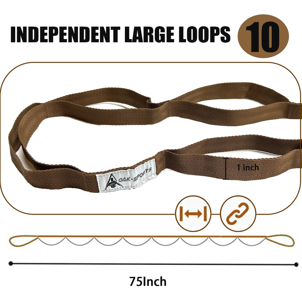 Stretching Strap Yoga Strap with Loops for Physical Therapy, Non-Elastic
