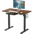 40-Inch Electric Height Adjustable Standing Desk with Drawer, Memory Preset and Cable Management Tray, Walnut
