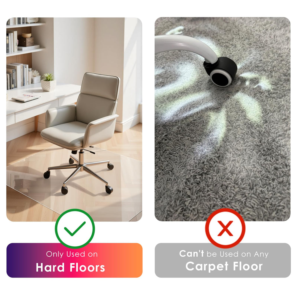 Clear Chair mat for Hard Floors 36 x 48 inches Transparent Floor Mats Wood/Tile Protection Mat for Office & Home (36" X 48" Rectangle)