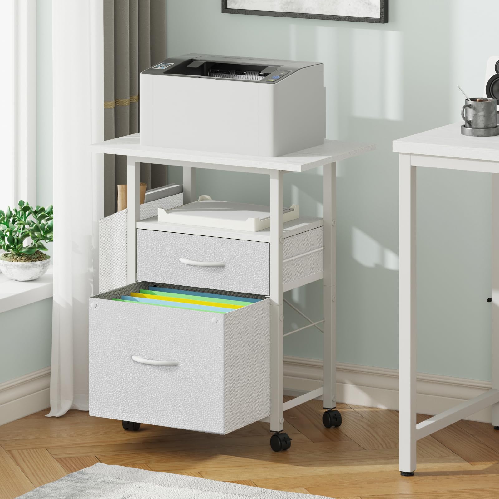 2 Drawer File Cabinet 24''W, Mobile Filing Cabinet, Printer Stand
