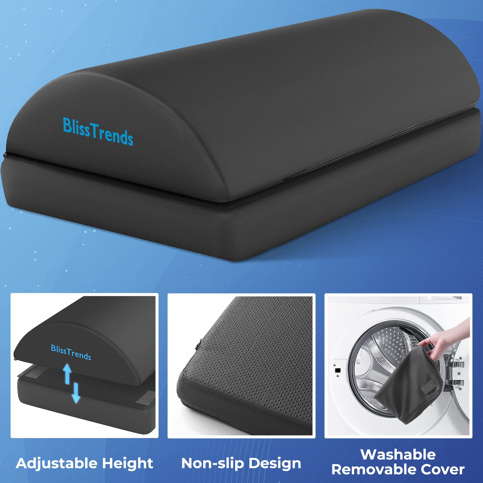 Foot Rest for Under Desk at Work-Versatile Foot Stool with Washable Cover-Comfortable Footrest with 2 Adjustable Heights for Car,Home and Office to Relieve Back,Lumbar,Knee Pain-Gray Long