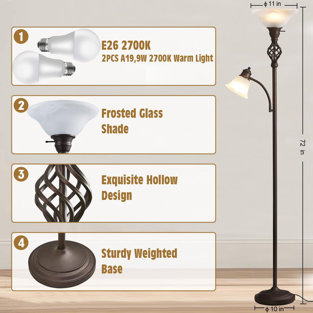Torchiere Floor Lamp for Living Room, LED Standing Reading Light