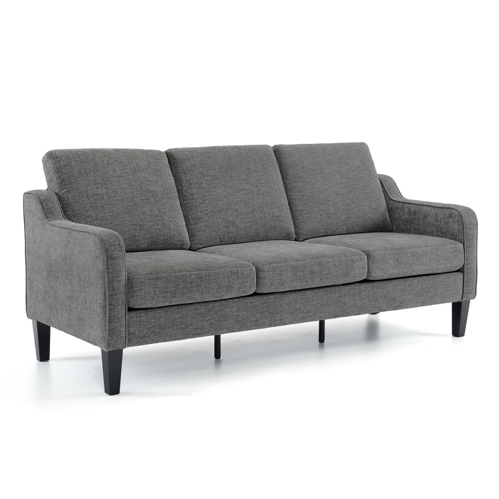 71" Small Couch Loveseat Sofa Mid-Century Modern Couch Grey Soft Chenille Couches Floor Sofa for Bedroom, Apartment, Lounge, Office