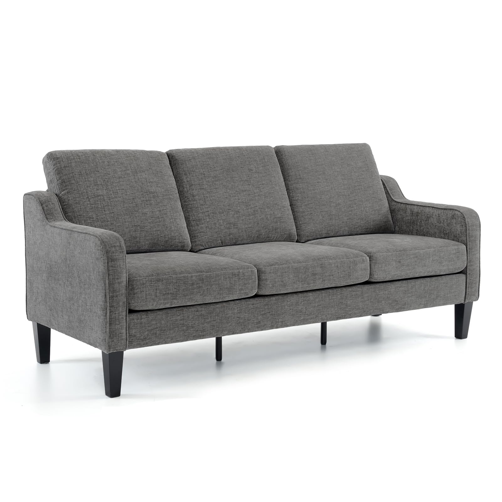 71" Small Couch Loveseat Sofa Mid-Century Modern Couch Grey Soft Chenille Couches Floor Sofa for Bedroom, Apartment, Lounge, Office