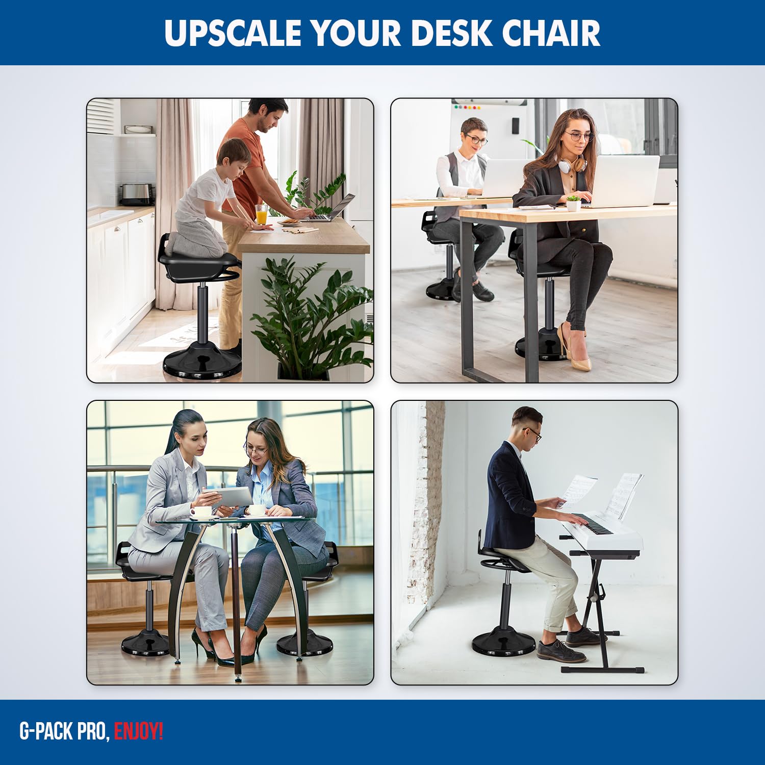Standing Desk Stool – Ergonomic 360° Swivel Chair with Adjustable Height (19.6–29.8 in) for Comfortable Sitting or Leaning