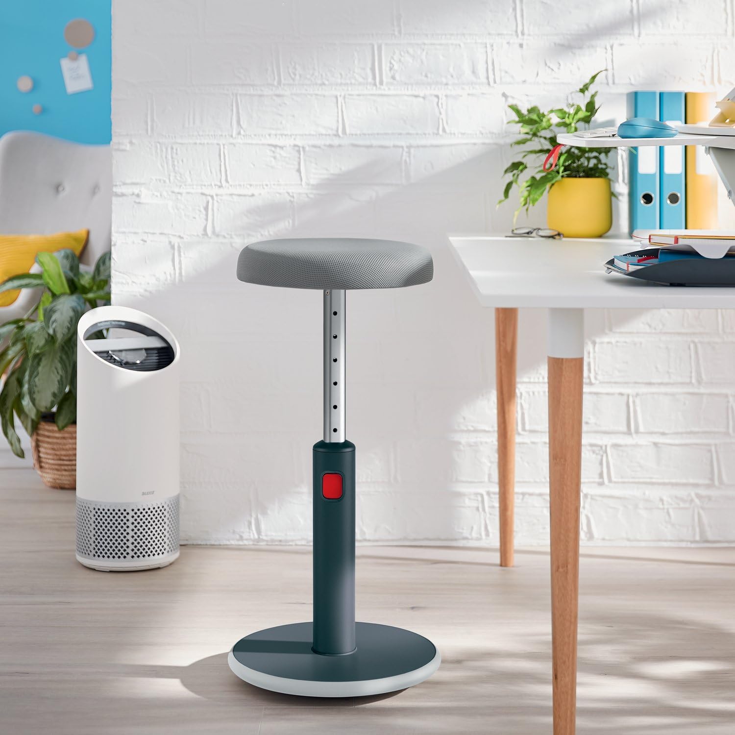 Leitz Ergo Active Sit Stand 2 in 1 Stool, Adjustable Ergonomic Wobble Chair, Strong and Stable for Office and Home (65180089-NA)