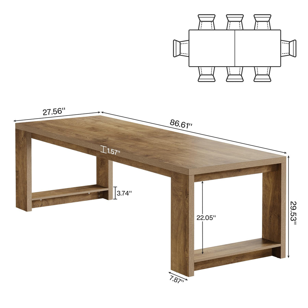 7 ft Conference Table for 6 to 8 People, Modern Rectangle Meeting Room Desk for Boardroom, Home Office (2, Oak)