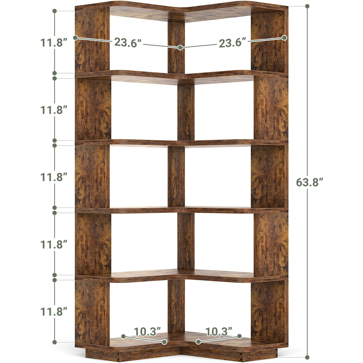 Corner Book Shelf, 6-Shelf L Shaped Corner Bookshelf with Baffle