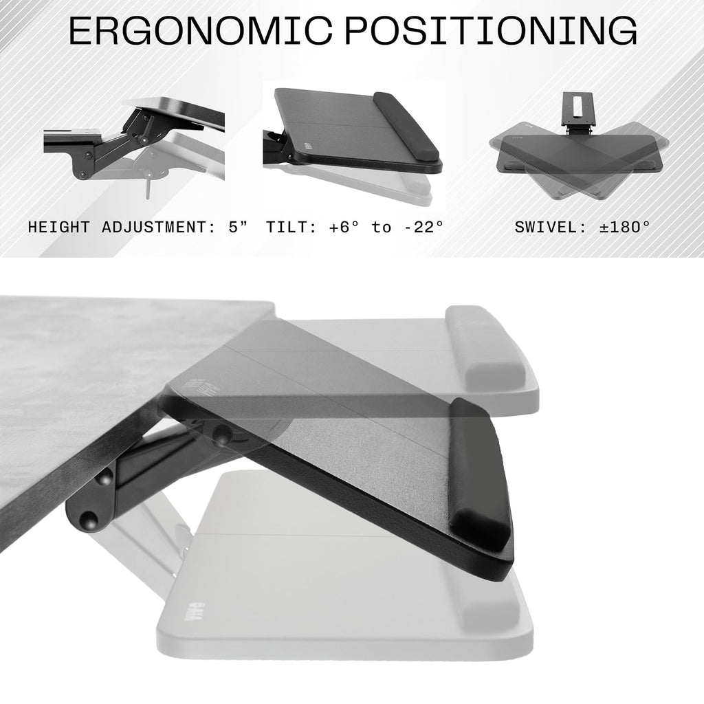 Adjustable Computer Keyboard & Mouse Platform Tray Ergonomic Under Table Desk Mount Drawer Underdesk Shelf (MOUNT-KB03B)