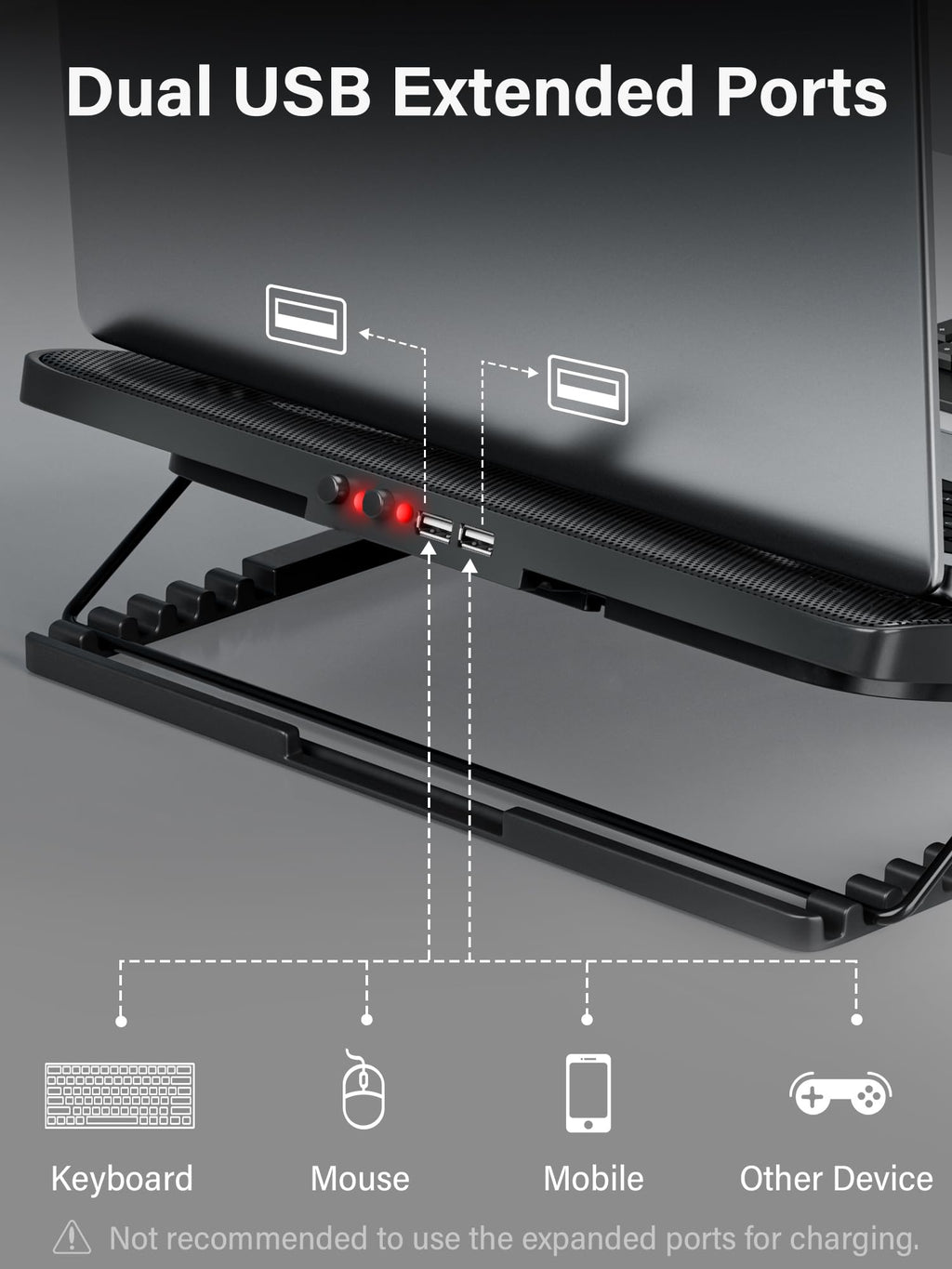 Laptop Cooling Pad, Laptop Cooler with 5 Quiet Fans for 12"-17" Computer PC Notebook Gaming Laptop Fan, Height Adjustable Laptop Cooling Stand Laptop Accessories, Red