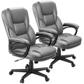 (2, Gray) Office Executive Chair High Back Adjustable Managerial Home Desk Chair, Swivel Computer PU Leather Chair with Lumbar Support