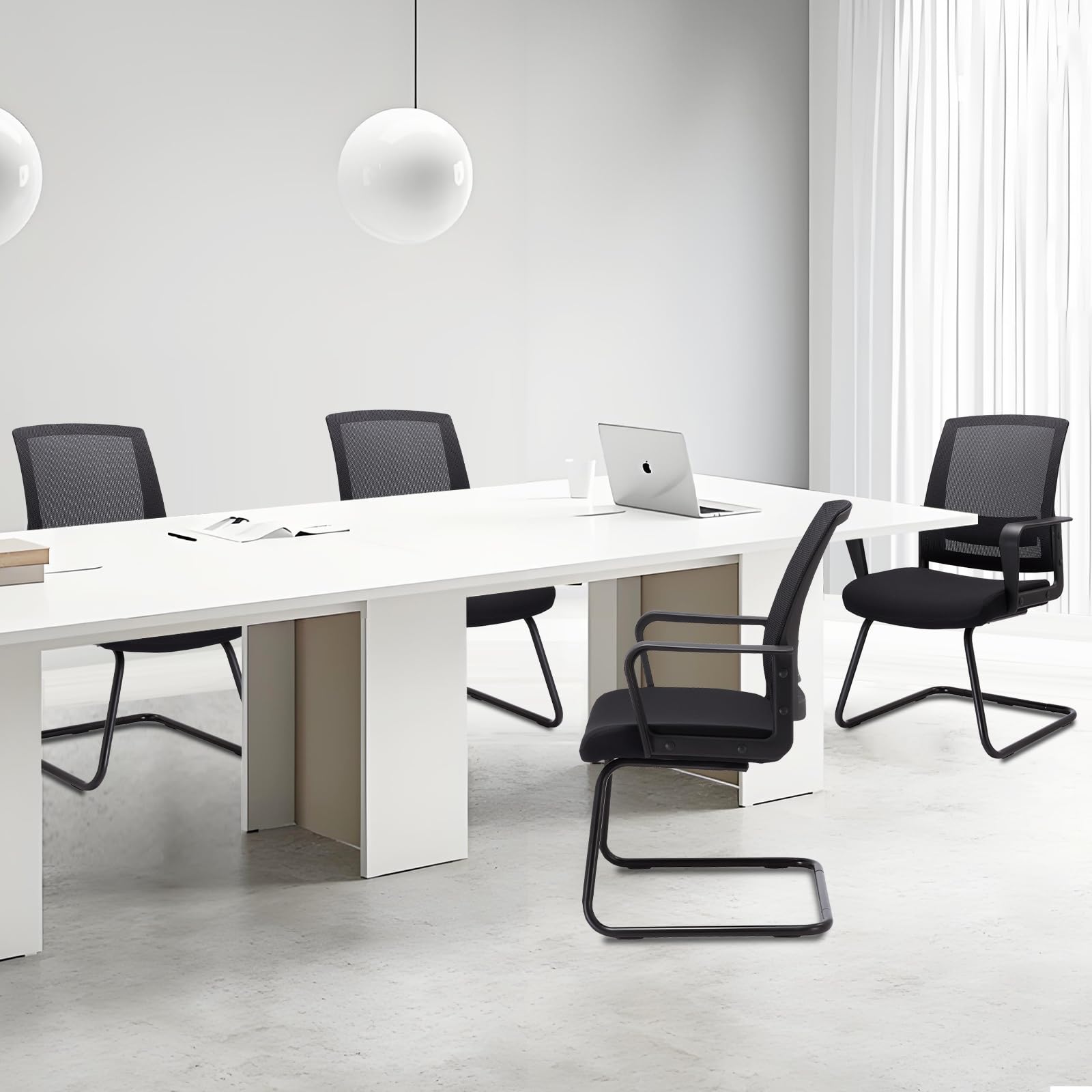 4 Pack, Office Guest Chair with Lumbar Support and Mid Back Mesh Space Air Grid Series for Reception Conference Room