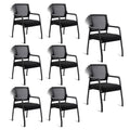 8PACK, Desk Chair No Wheels with Adjustable Mesh Backrest, Arm Chair with Ergonomic Lumbar Support and Thickened Seats Cushion, Waiting Room Chairs for Office School Church Guest Reception,