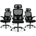 Ergonomic Mesh Office Chair,330LB Capacity High Back Desk Chair with Adjustable Lumbar Support, Adjustable Headrest & Flip-Up Arms,Breathable Computer Chair for Home Office,Work & Study,3pcs